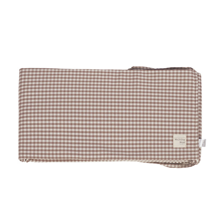 Walking Mum - Crib Bumper - Praliné Vichy / Stripes Mocha (120x60cm) - Mabel & Fox