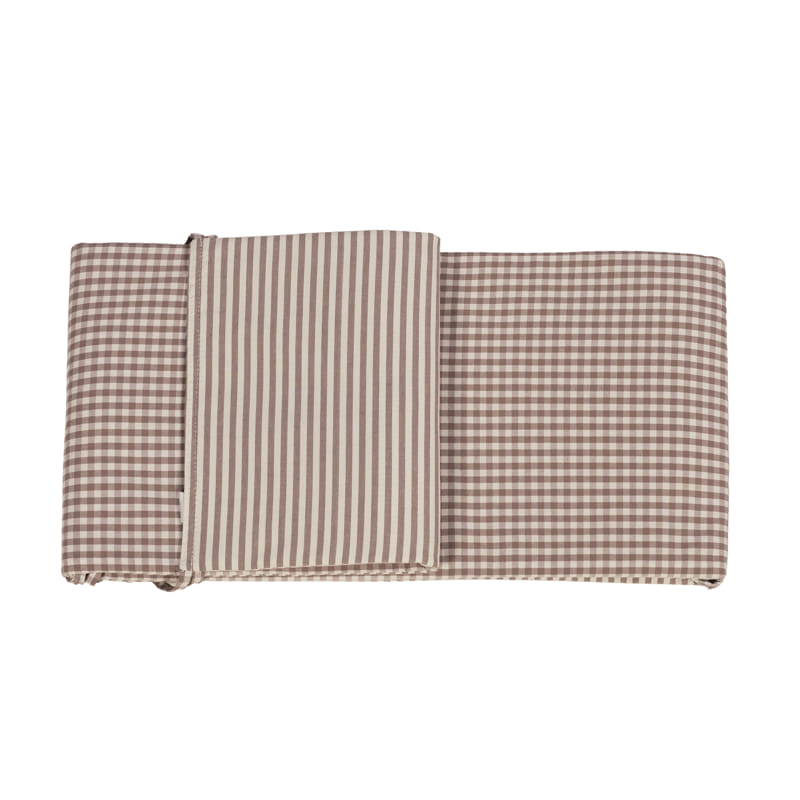 Walking Mum - Crib Bumper - Praliné Vichy / Stripes Mocha (120x60cm) - Mabel & Fox