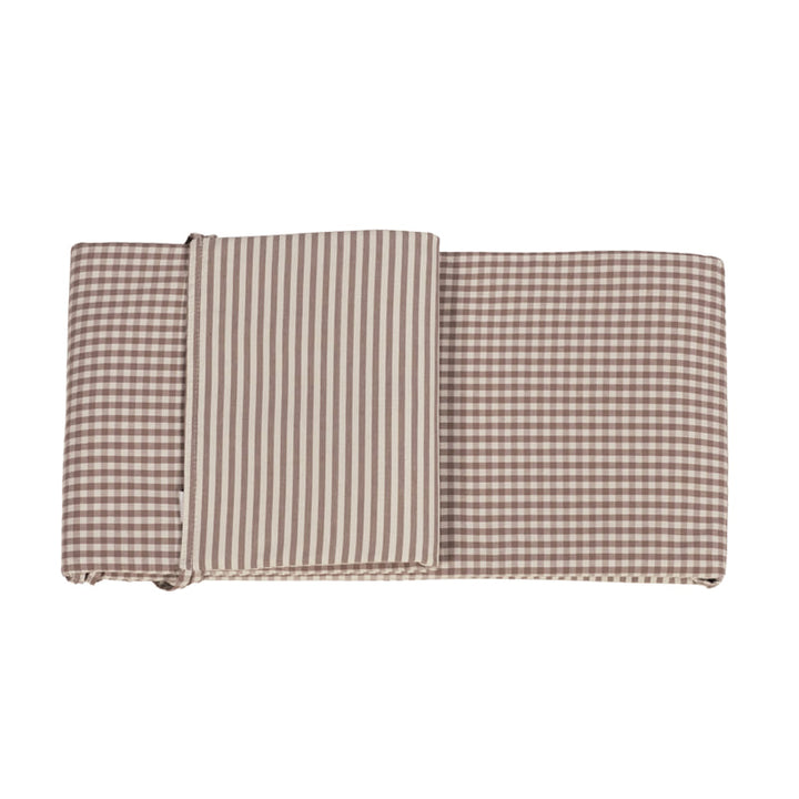 Walking Mum - Crib Bumper - Praliné Vichy / Stripes Mocha (120x60cm) - Mabel & Fox