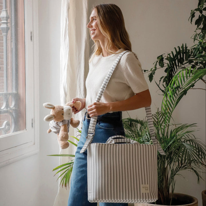 Walking Mum - Crossbody Bag - Botton Stripes - Mabel & Fox