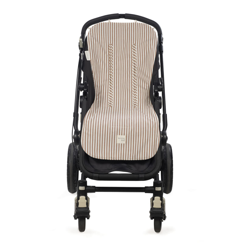 Walking Mum - Seat Liner - Praliné Stripes Moka - Mabel & Fox