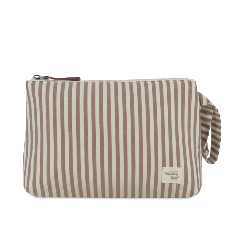 Walking Mum - Toiletry Bag - Praliné Stripes Moka - Mabel & Fox