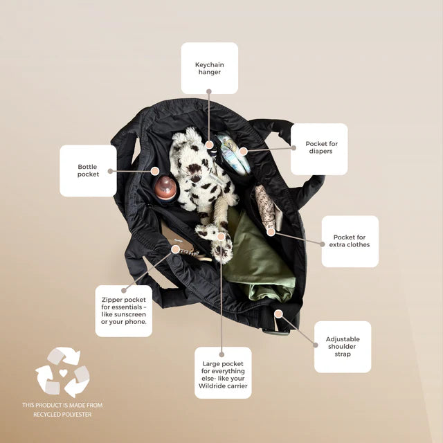 Wildride - Recycled Changing Bag - Black - Mabel & Fox