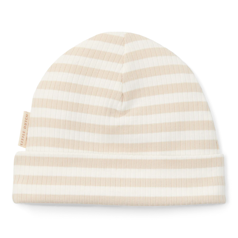 Little Dutch - Baby Cap - Stripe Sand / White