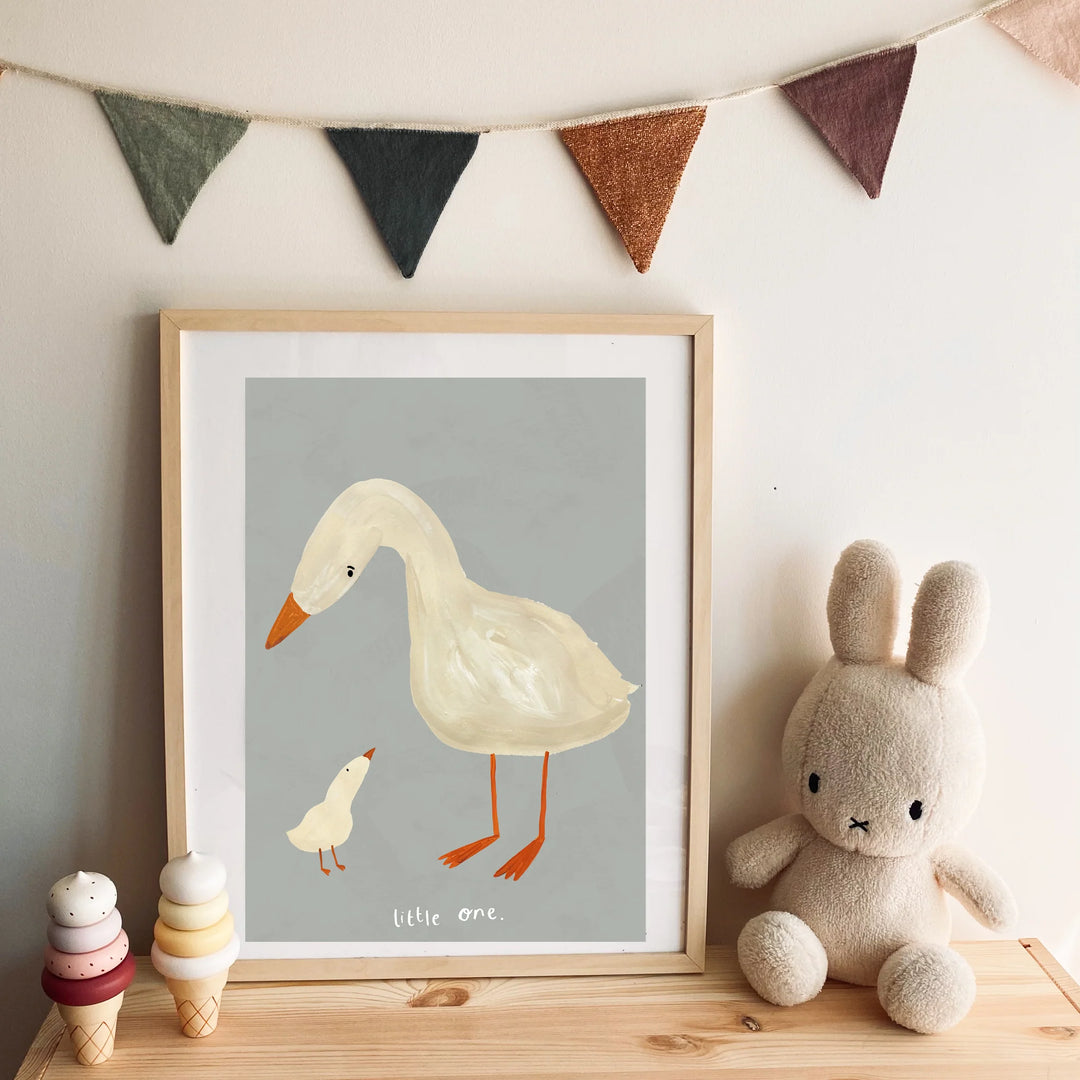 Yaya Studio - Art Print - Little One Geese - Blue - Mabel & Fox
