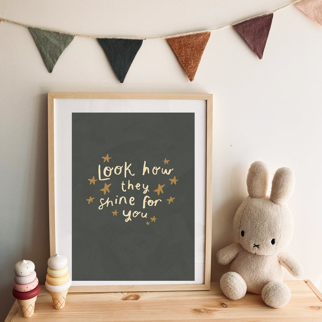 Yaya Studio - Art Print - Look How They Shine - Charcoal - Mabel & Fox