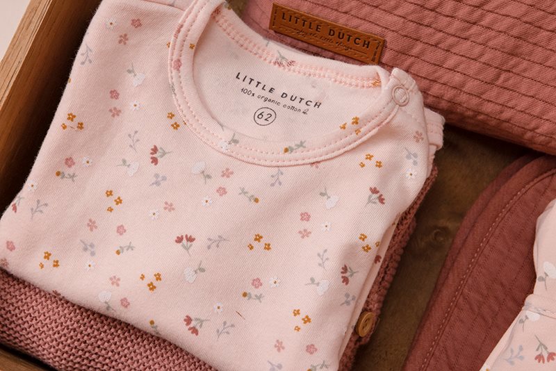 Little Dutch - Long Sleeve Bodysuit - Little Pink Flowers - Mabel & Fox