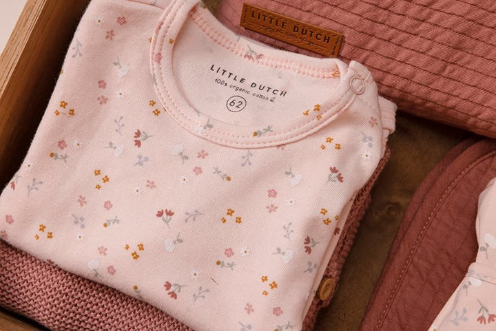 Little Dutch - Long Sleeve Bodysuit - Little Pink Flowers - Mabel & Fox