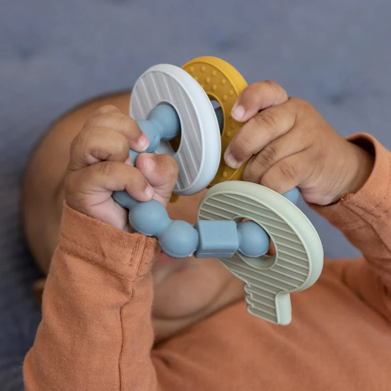 Little Dutch - Silicone Teething Toy Keychain - Blue - Mabel & Fox