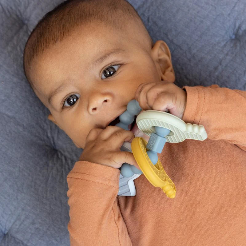 Little Dutch - Silicone Teething Toy Keychain - Blue - Mabel & Fox