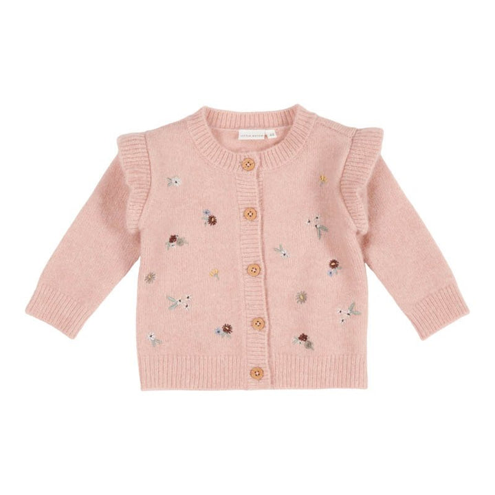 Little Dutch - Knitted Cardigan with Embroideries - Soft Pink