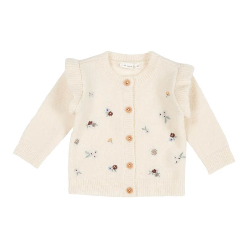 Little Dutch - Knitted Cardigan with Embroideries - Soft White