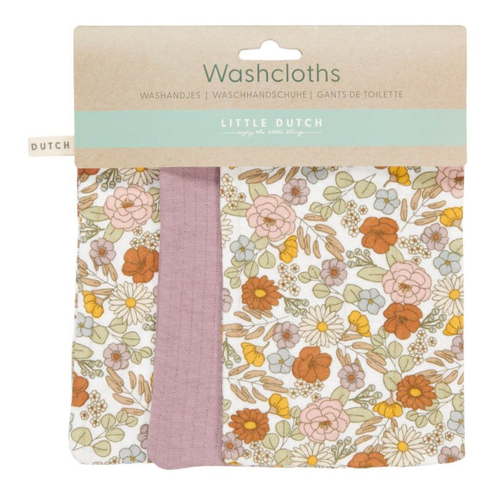 Little Dutch - Washcloths set -  Vintage Little Flowers / Mauve