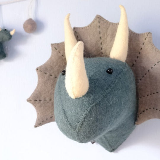 Fiona Walker England - Mini Triceratops Head - Dinosaur Wall Mount