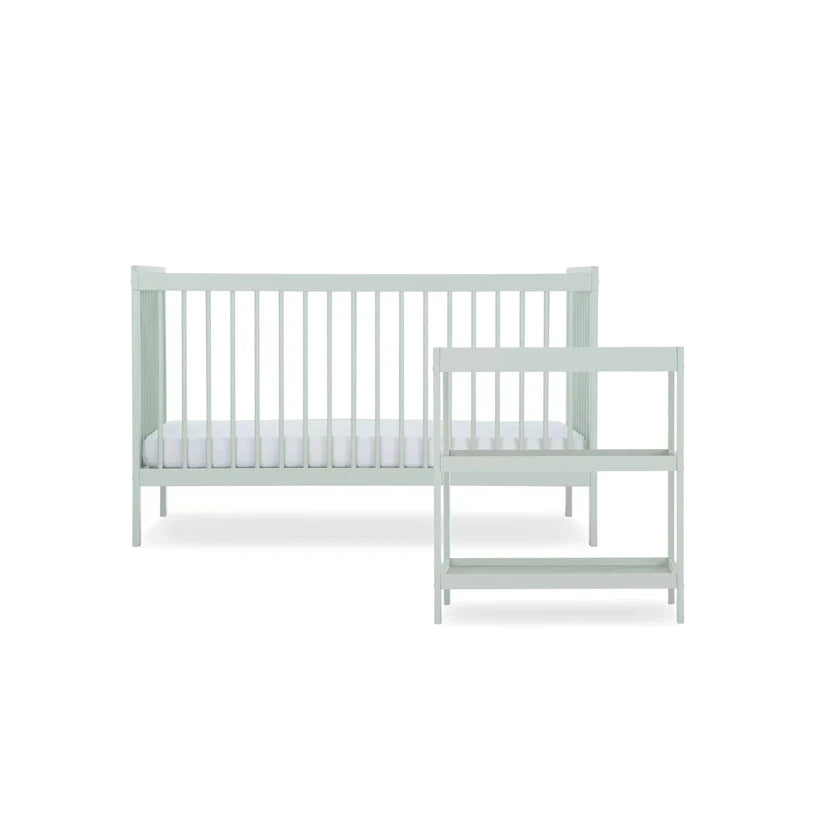 CuddleCo - Nola Changing Table and Cot Bed - 2 Piece Set - Sage Green
