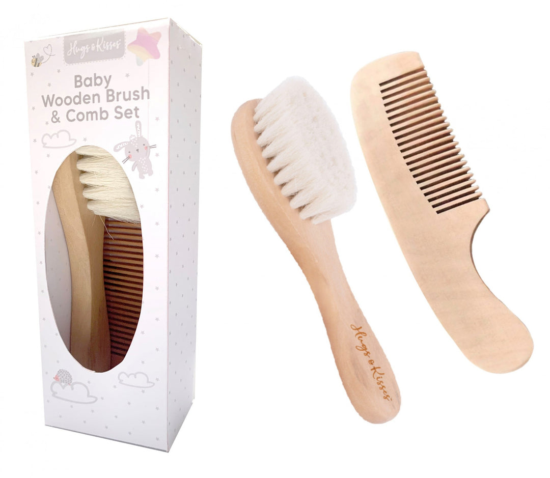 Hugs & Kisses - Baby Wooden Hairbrush Set