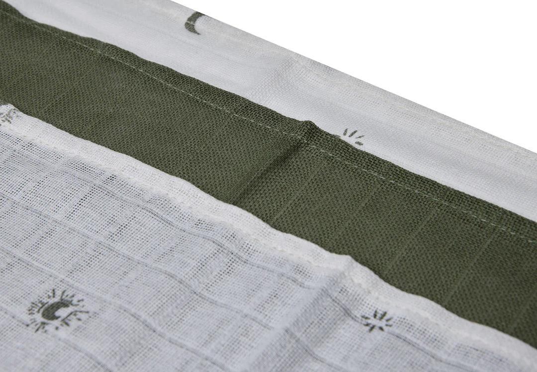 Jollein - Muslin Mouth Cloth 31 x 31cm - Stargaze Leaf Green (3 Pack)