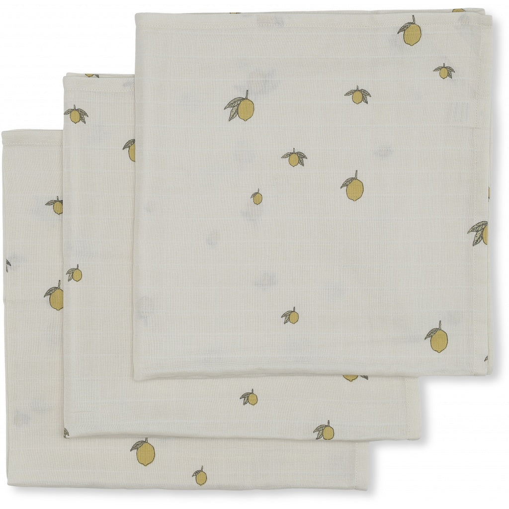 Konges Slojd - Muslin Cloths - Lemon (3 pack)