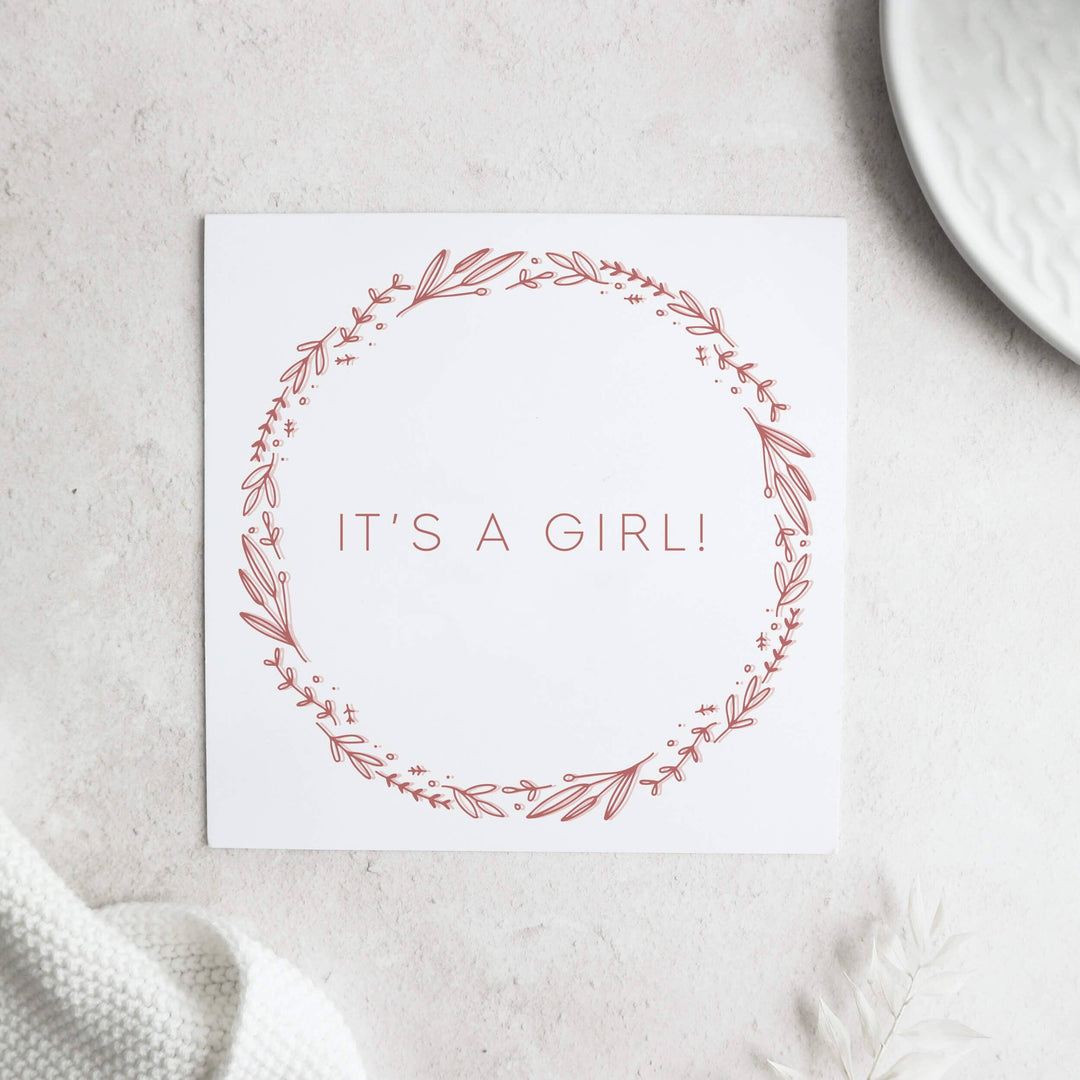 PAPER AND WOOL CARD – IT'S A GIRL! - Mabel & Fox
