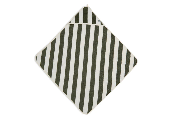 Jollein -  Baby Bath Cape - Stripe Terry Green GOTS