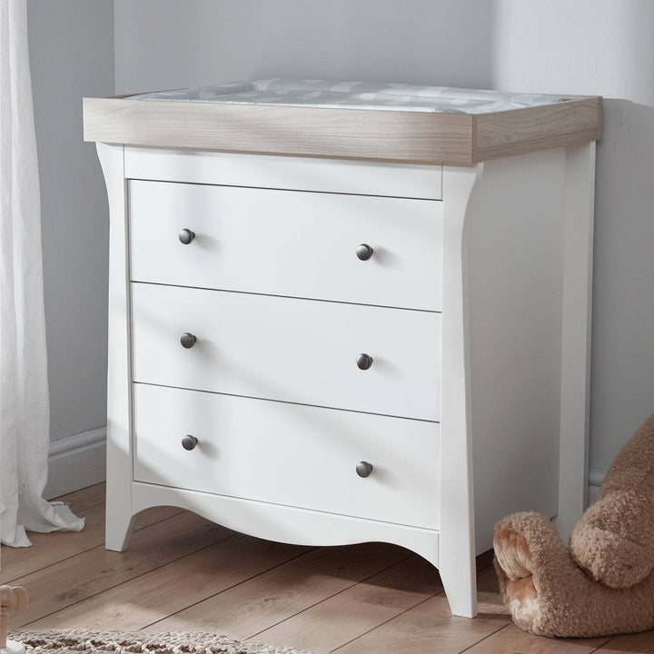 Clara 3 Drawer Dresser & Changer - White & Ash - Mabel & Fox