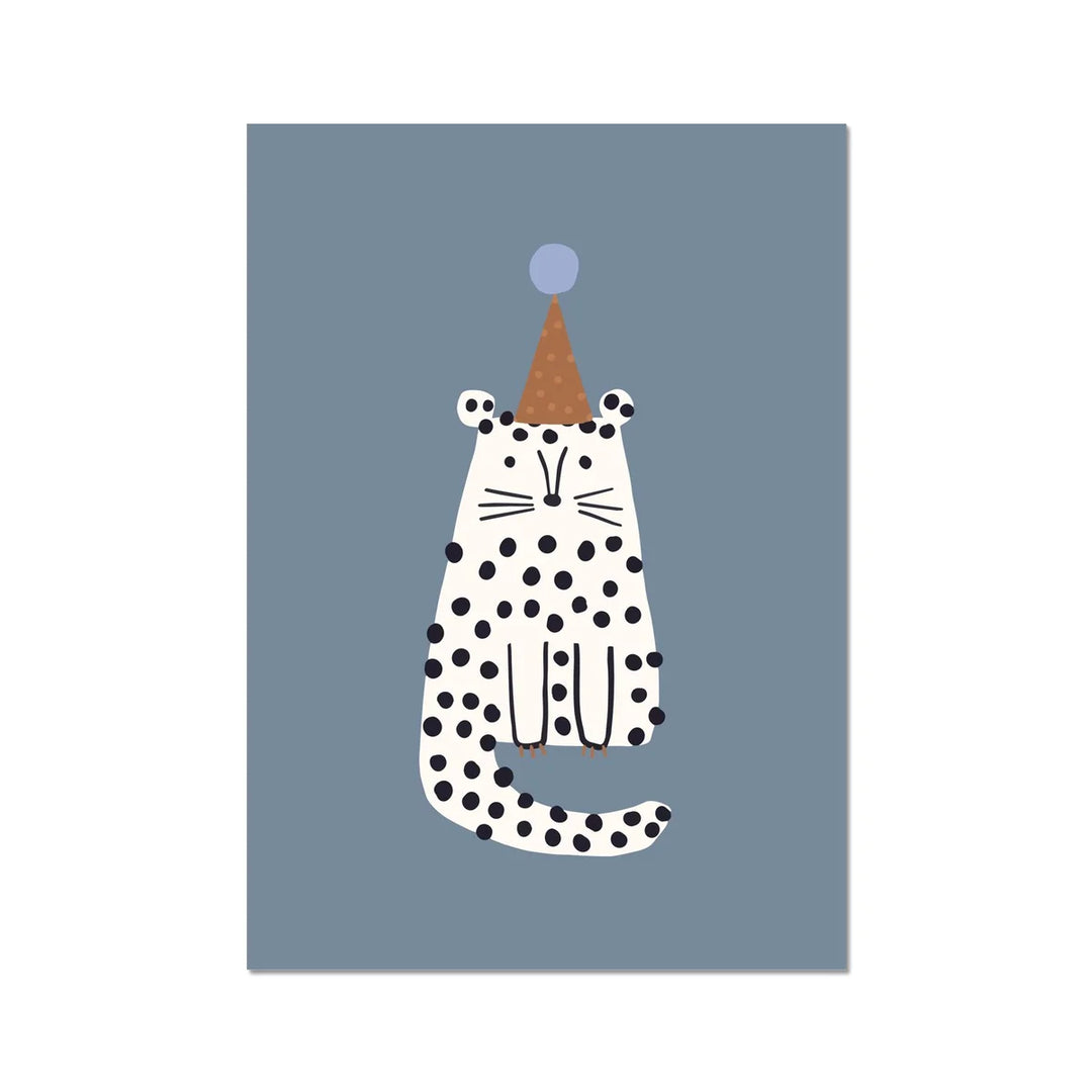 Rebecca Singh Designs - Art Print - Little Leopard Blue - Mabel & Fox