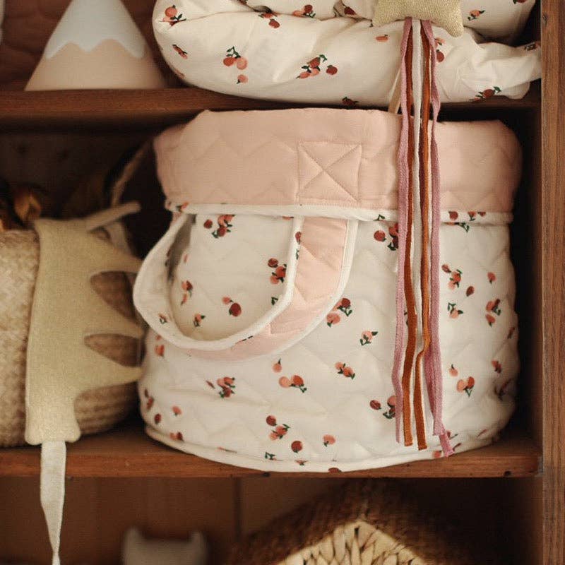 Avery Row - Large Quilted Storage Basket - Peaches