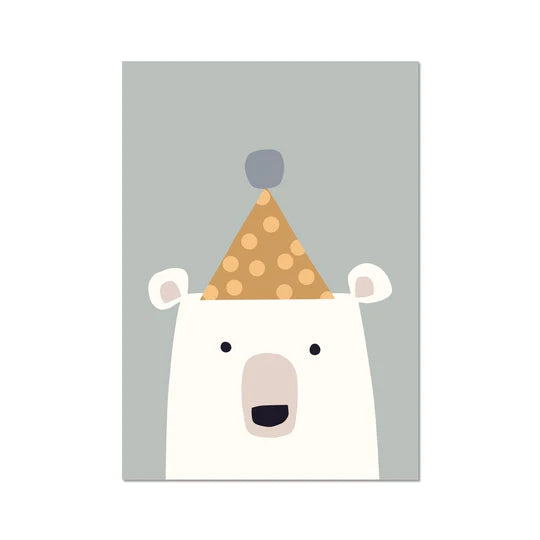 Rebecca Singh Designs - Art Print - Party Polar Bear - Mabel & Fox