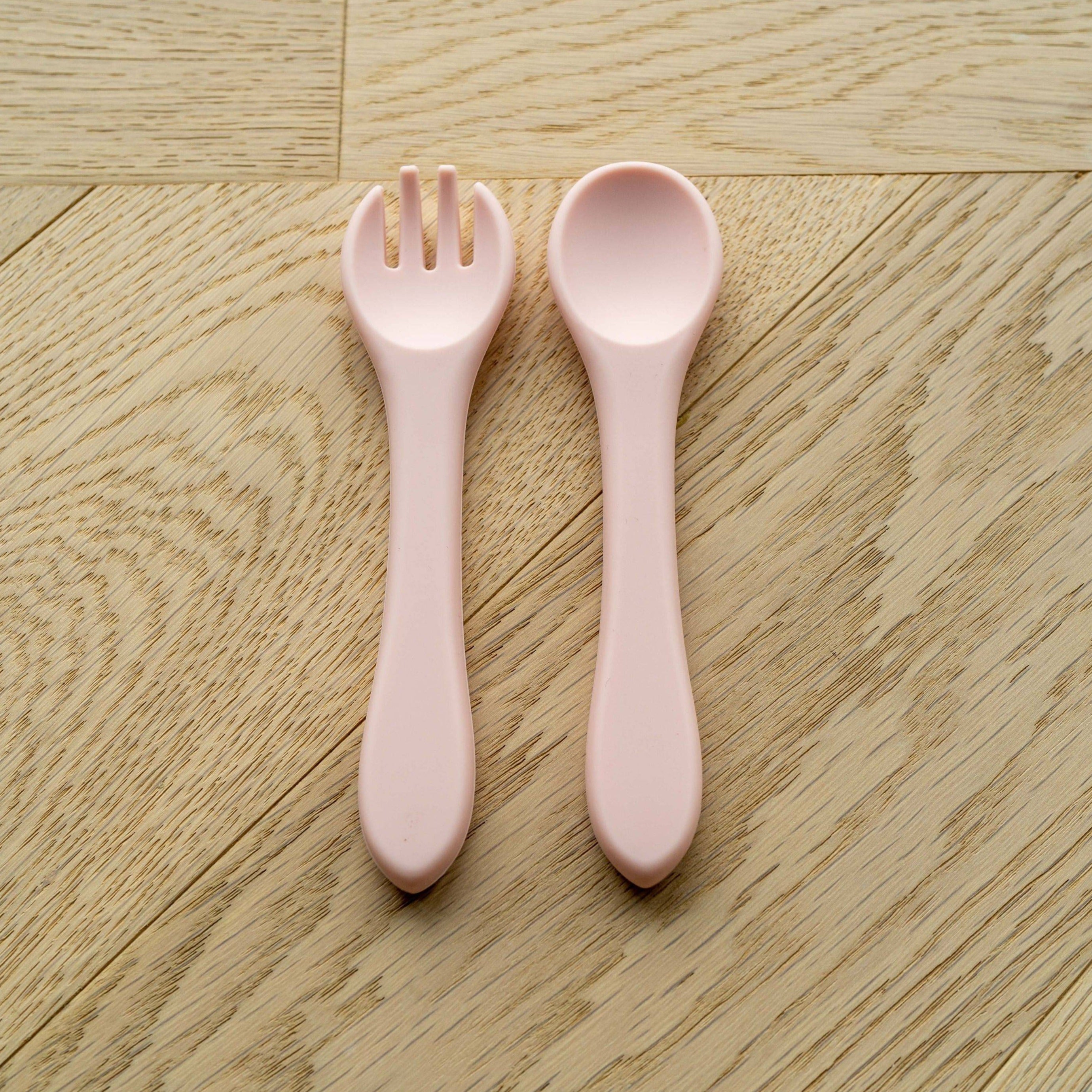 Mabel & Fox - Silicone Tableware - Spoon & Fork Set - Pink