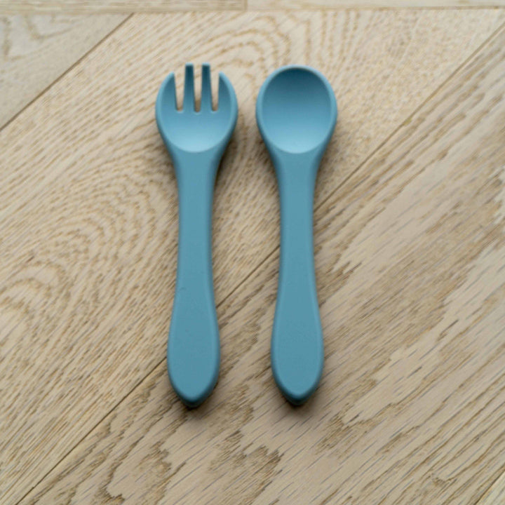 Mabel & Fox - Silicone Tableware - Spoon & Fork Set - Ether Blue - Mabel & Fox