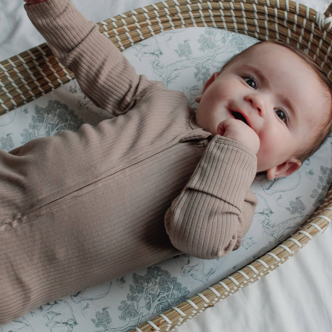 Mabel & Fox - Ribbed Cotton Sleepsuit - Taupe Brown - Mabel & Fox
