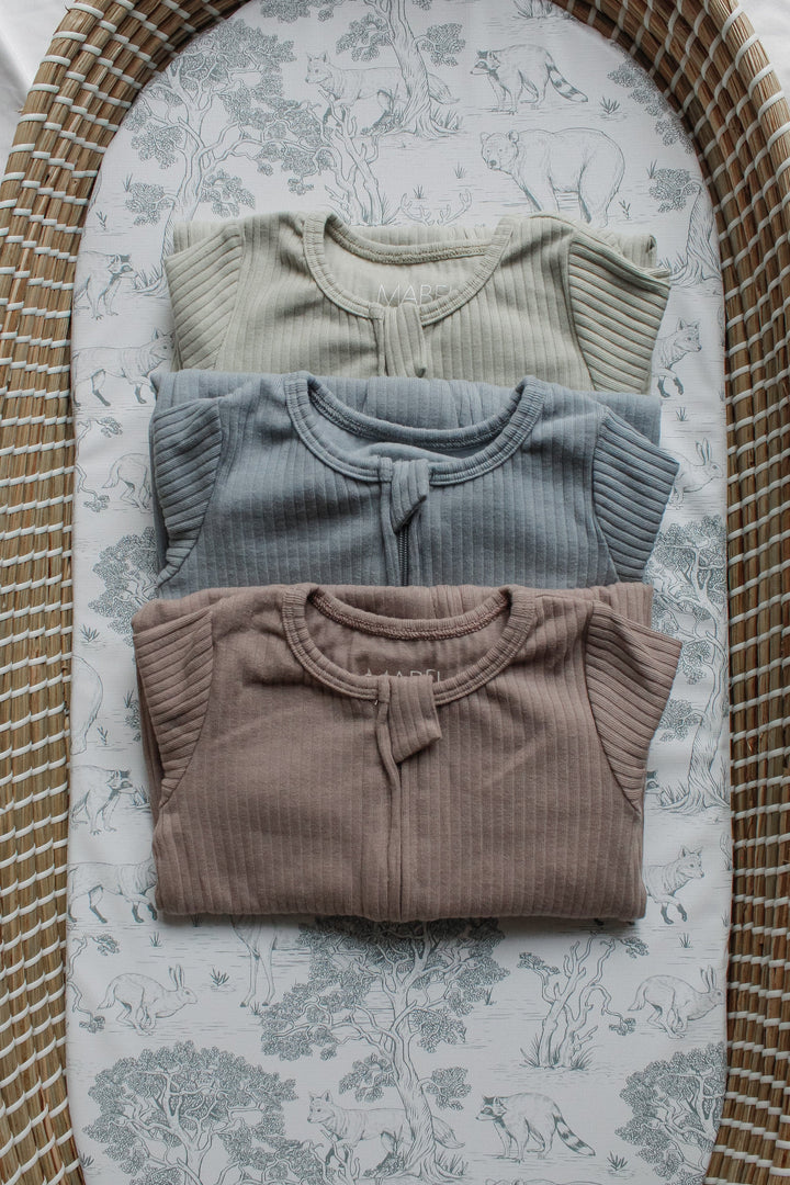 Mabel & Fox - Ribbed Cotton Sleepsuit - Taupe Brown - Mabel & Fox