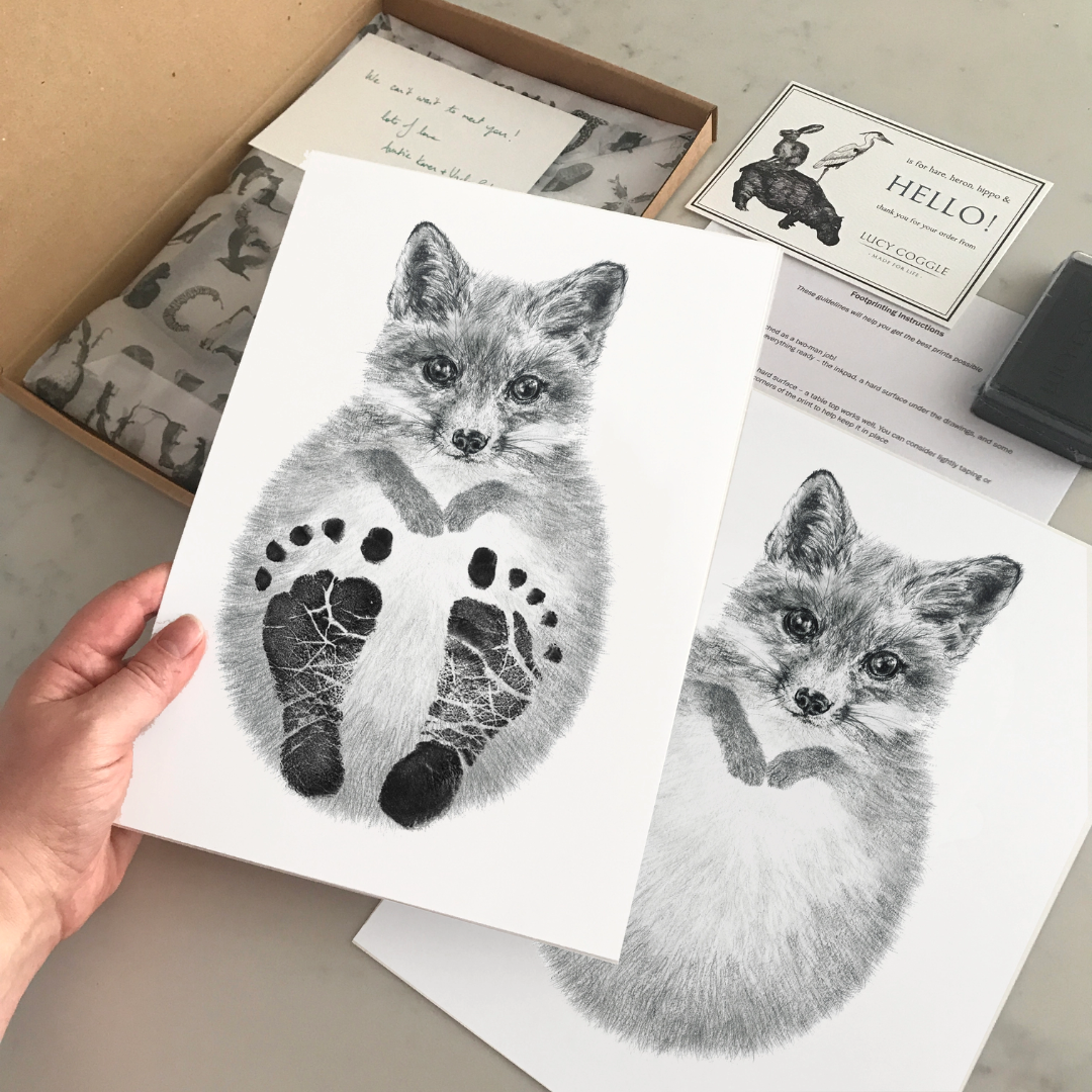 LUCY COGGLE DESIGNS - BABY FOX FOOTPRINT KIT - Mabel & Fox
