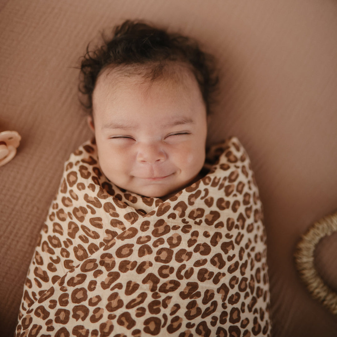 Mushie - Organic Swaddle - Leopard - Mabel & Fox