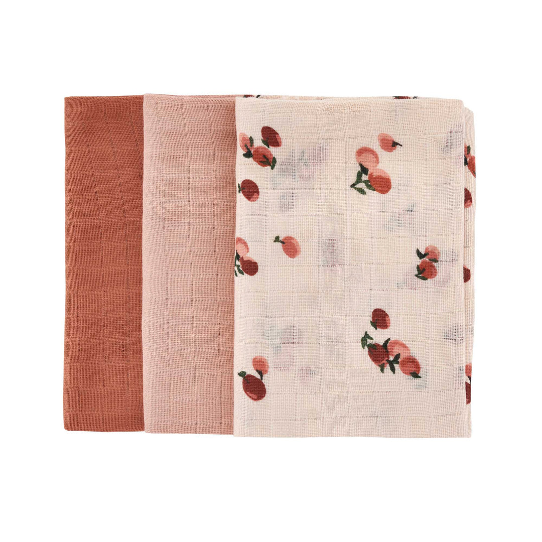 AVERY ROW - ORGANIC BABY MUSLIN SQUARES SET - PEACHES - Mabel & Fox