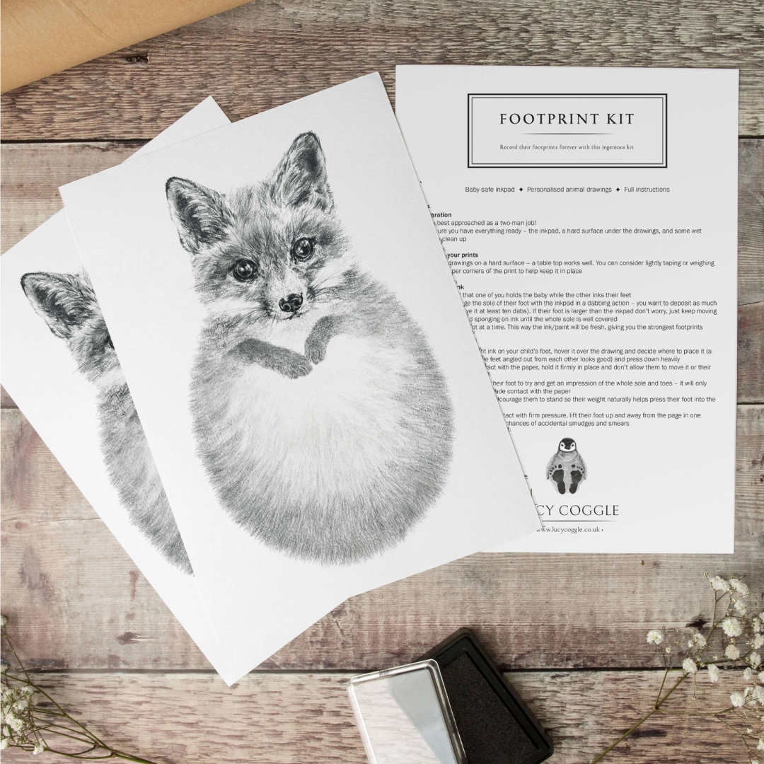 Lucy Coggle Designs Baby Fox Footprint Kit Mabel Fox