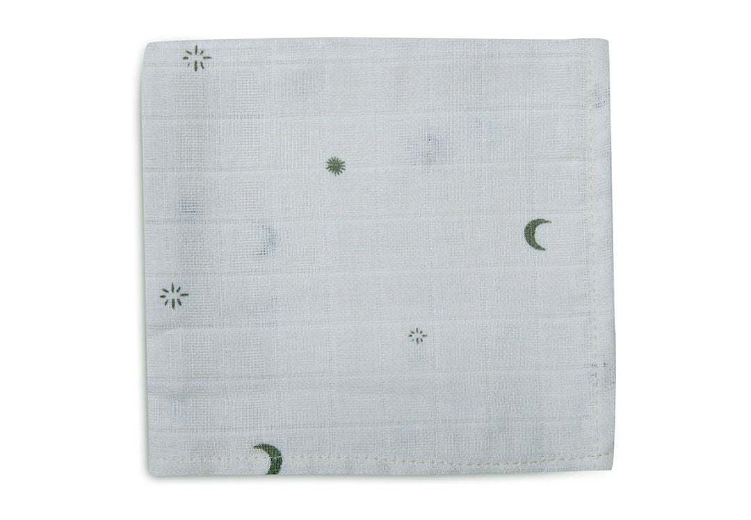 Jollein - Muslin Mouth Cloth 31 x 31cm - Stargaze Leaf Green (3 Pack)