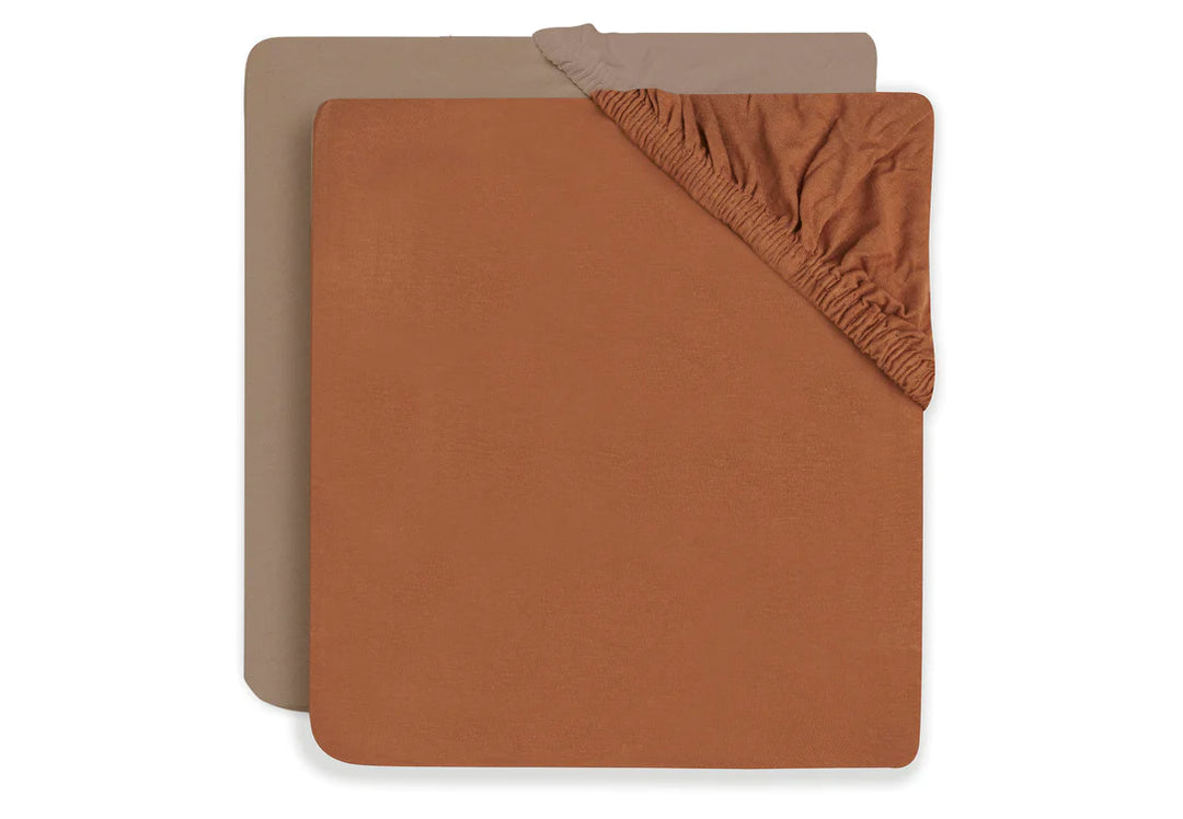 Jollein - Jersey Fitted Sheet 60 x 120cm - Caramel/Biscuit (2 pack)