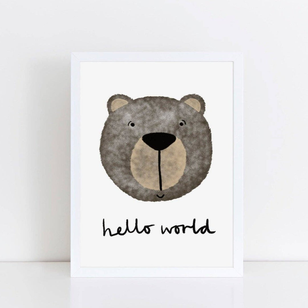 The Little Jones - Happy Bear, Hello World Print - Large Sizes - Mabel & Fox