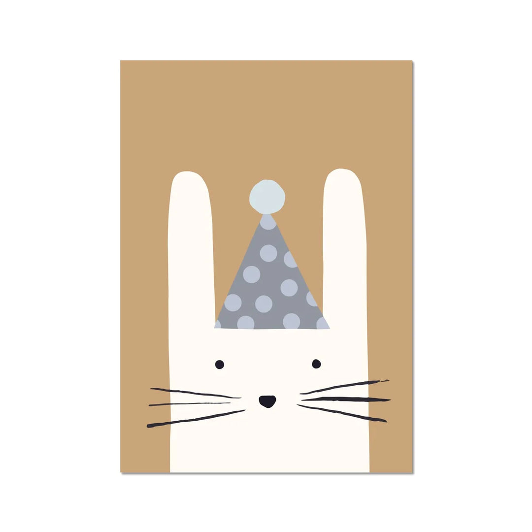 Rebecca Singh Designs - Art Print - Party Rabbit Mustard - Mabel & Fox