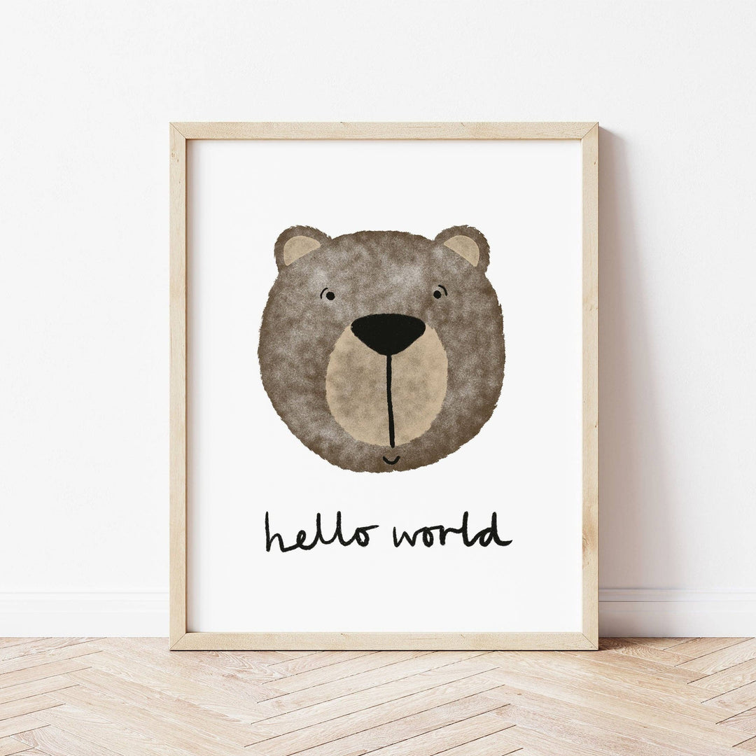 The Little Jones Happy Bear Hello World Print from Mabel & Fox 