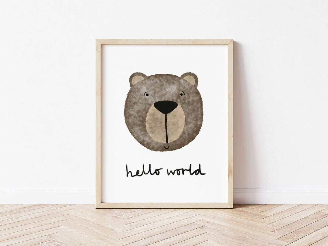 The Little Jones - Happy Bear, Hello World Print - Small Sizes - Mabel & Fox