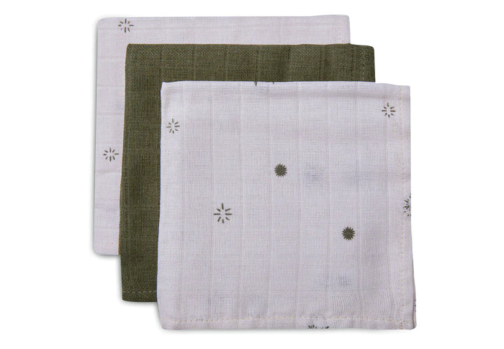 Jollein - Muslin Mouth Cloth 31 x 31cm - Stargaze Leaf Green (3 Pack)