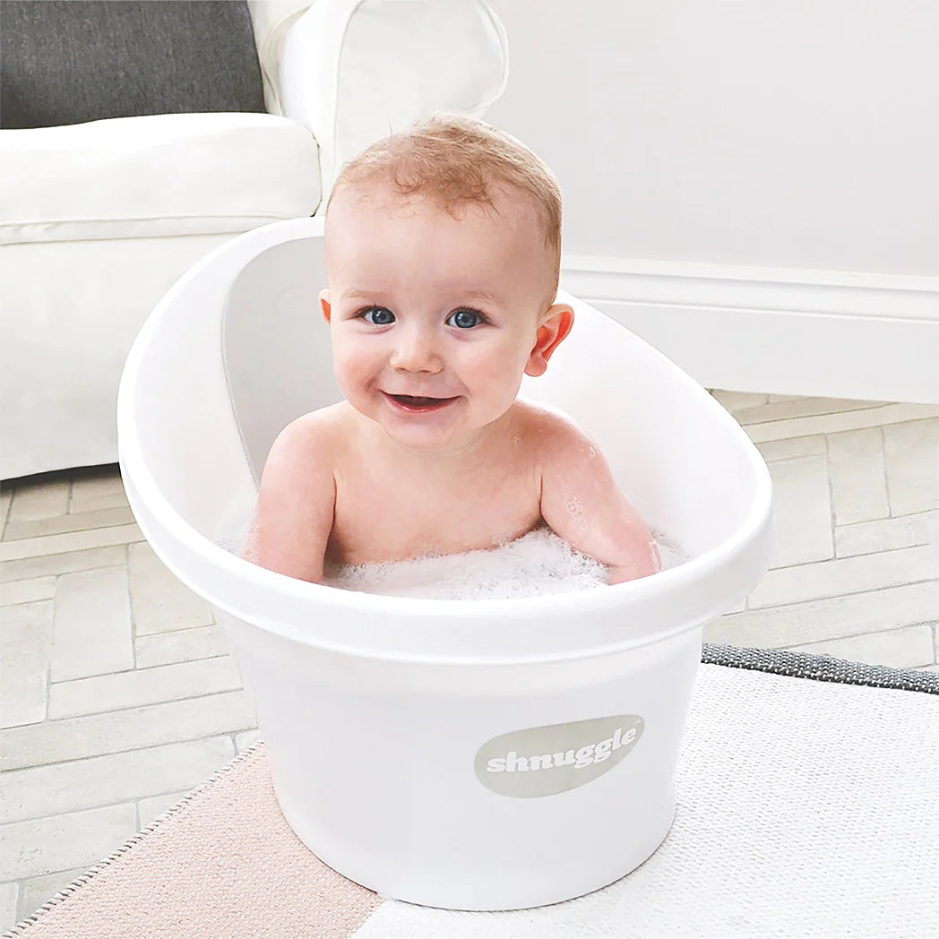 Shnuggle Baby Bath With Plug & Foam Backrest - Grey & white