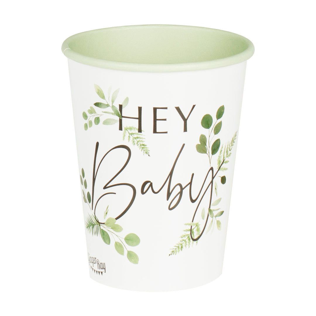 Ginger Ray - Botanical Hey Baby - Paper Cups (8 Pack)