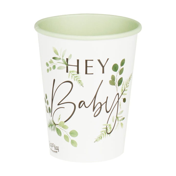 Ginger Ray - Botanical Hey Baby - Paper Cups (8 Pack)