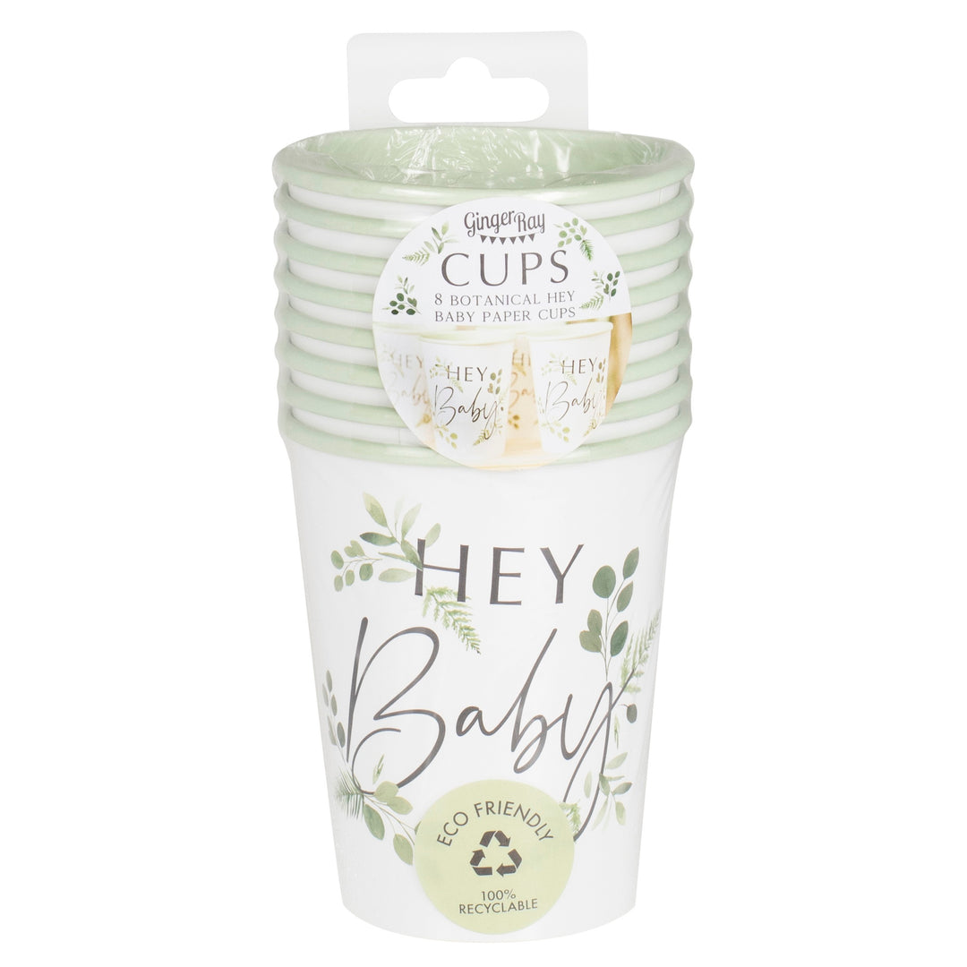 Ginger Ray - Botanical Hey Baby - Paper Cups (8 Pack)