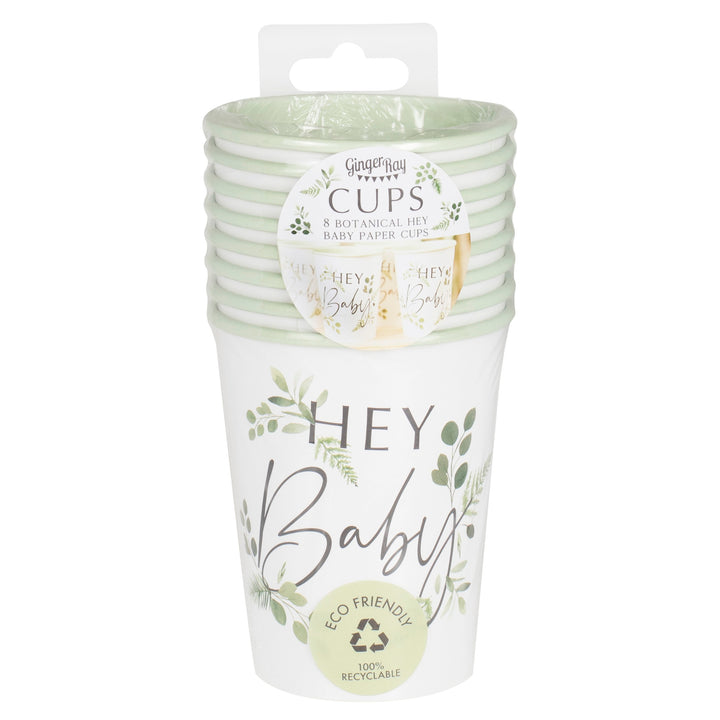 Ginger Ray - Botanical Hey Baby - Paper Cups (8 Pack)
