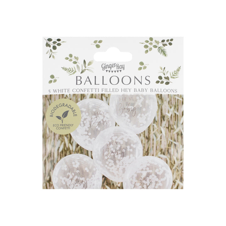 Ginger Ray - Botanical Hey Baby - Confetti Balloons (5 Pack)