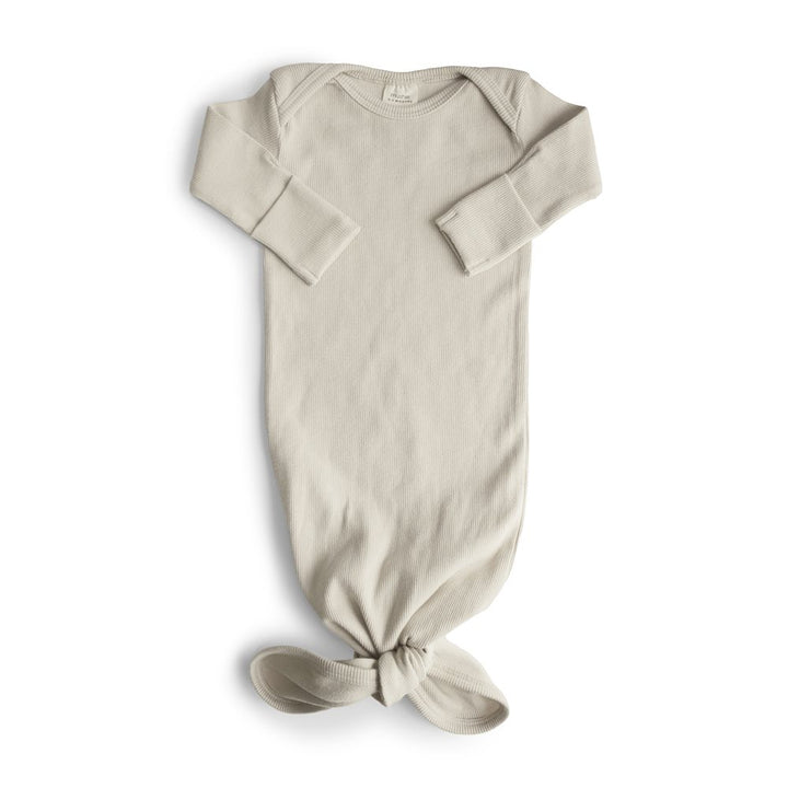 Mushie - Ribbed Knotted Baby Gown - Ivory